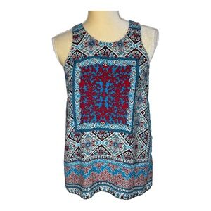 Violet + Claire Boho Red and Blue Sleeveless‎ Tank Top Size Medium